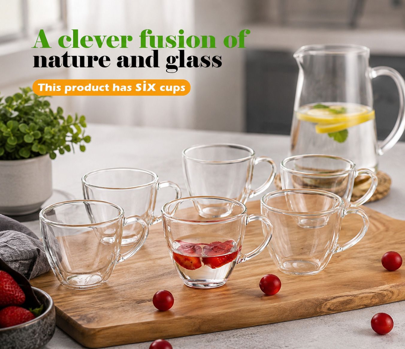 ssk Pack of 6 Crystal Primium transparent Tea & Coffee Cups-picture-35