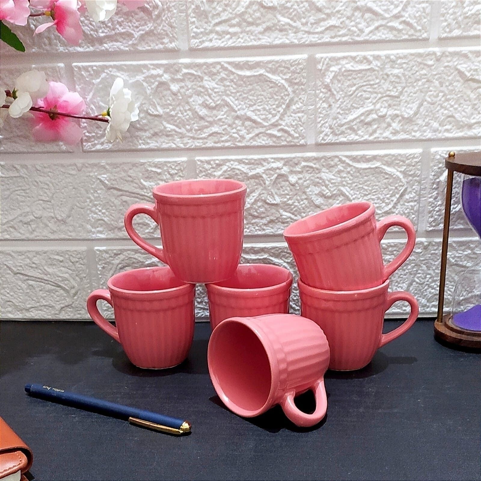 aav world Pack of 6 Ceramic MODERN PINK BEAUTIFUL TEA CUP-picture-37