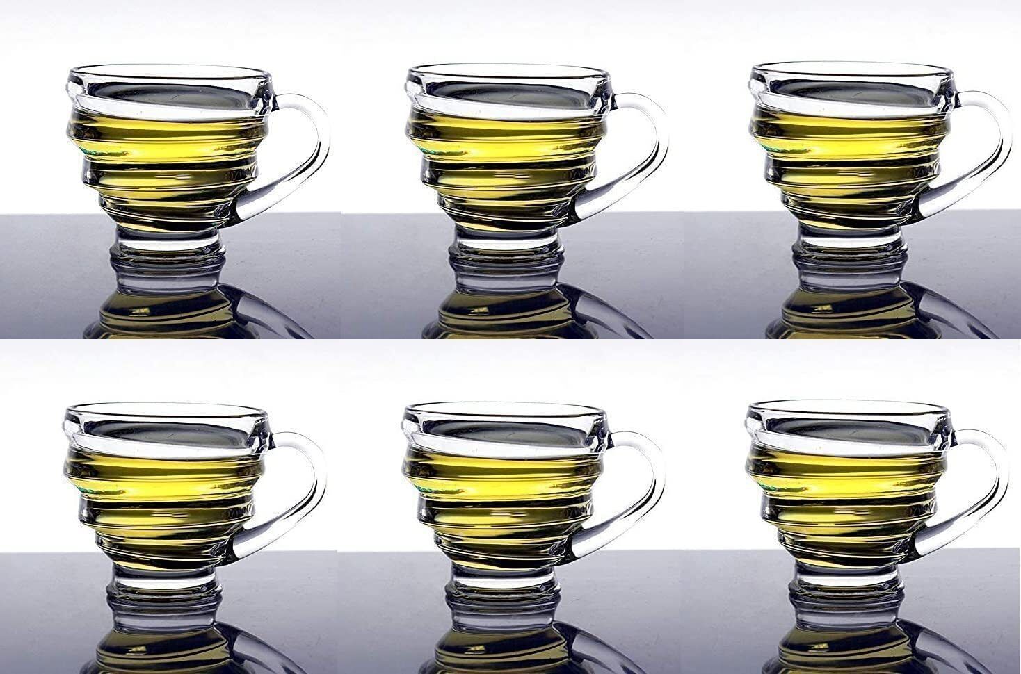 chika Pack of 6 Glass honey tea cup with Handle for Cappuccino, Milk, Latte hot/Cold Drinks-picture-40
