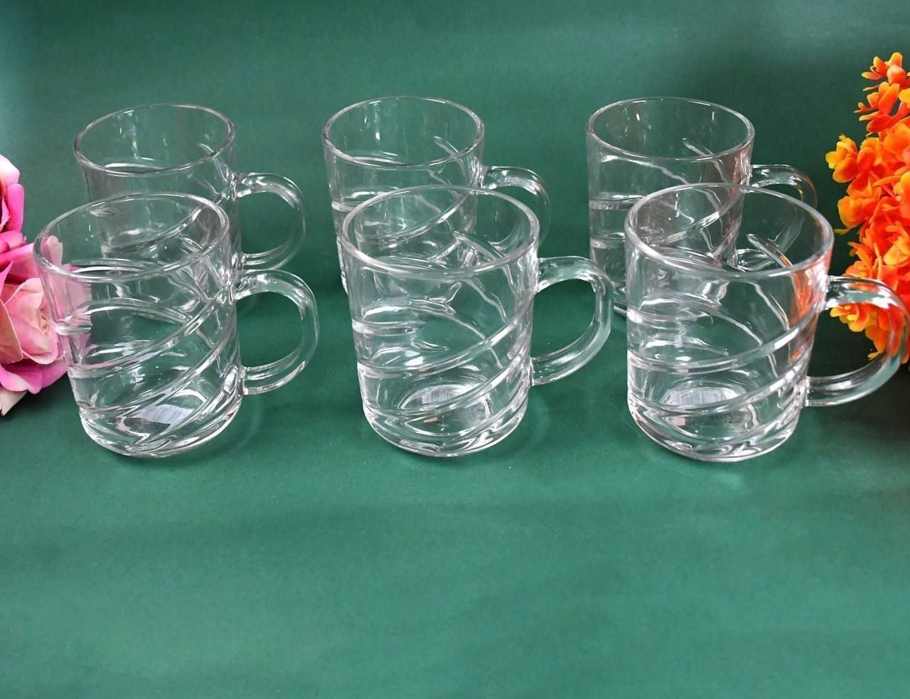 ziya Pack of 6 Glass Glass Cup with Handle for Coffee Multi-Purpose Mug-picture-27