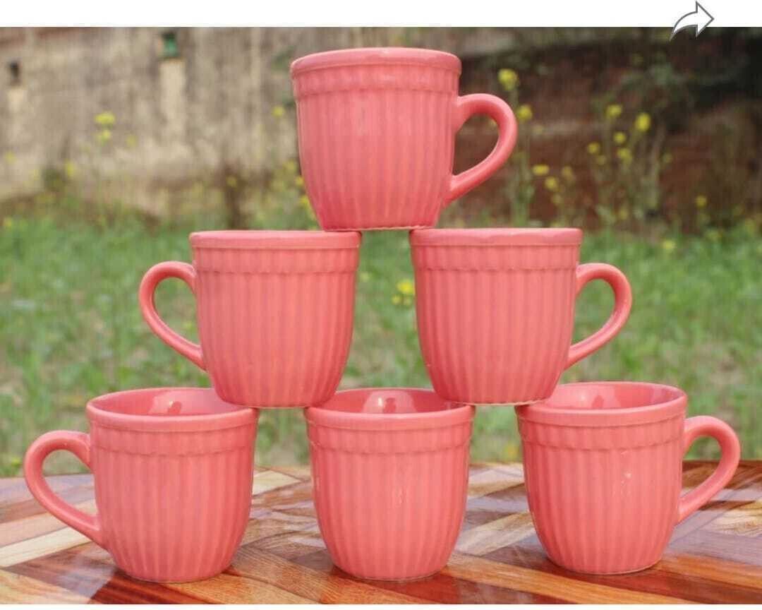 Pack of 6 Ceramic PLAIN PINK CERAMIC TEA CUP-image-35