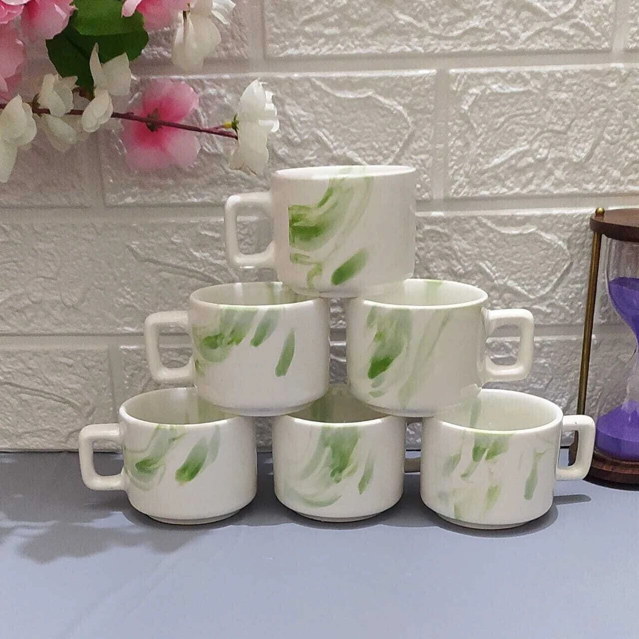 aav world Pack of 6 Ceramic Ceramic Coffee/Tea Cups Beautiful Hotel Cup Round Shape Big Size-picture-43