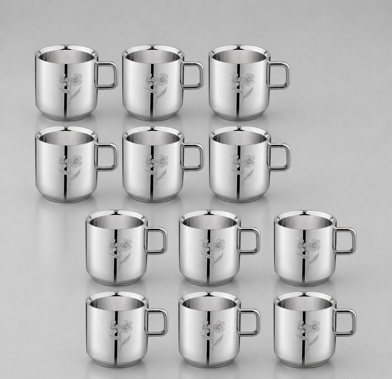 sahuware Pack of 12 Stainless Steel Laser Print Tea,Coffee-picture-27