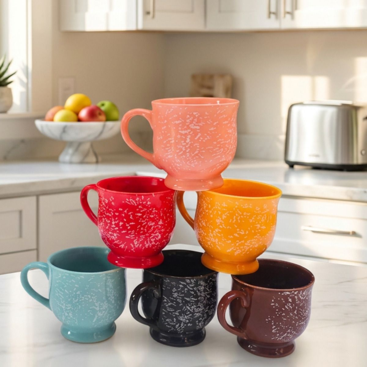 the cuppist Pack of 6 Ceramic Colorful Designer Premium Quality Tea Cup Set, Coffee Cups Set-picture-19