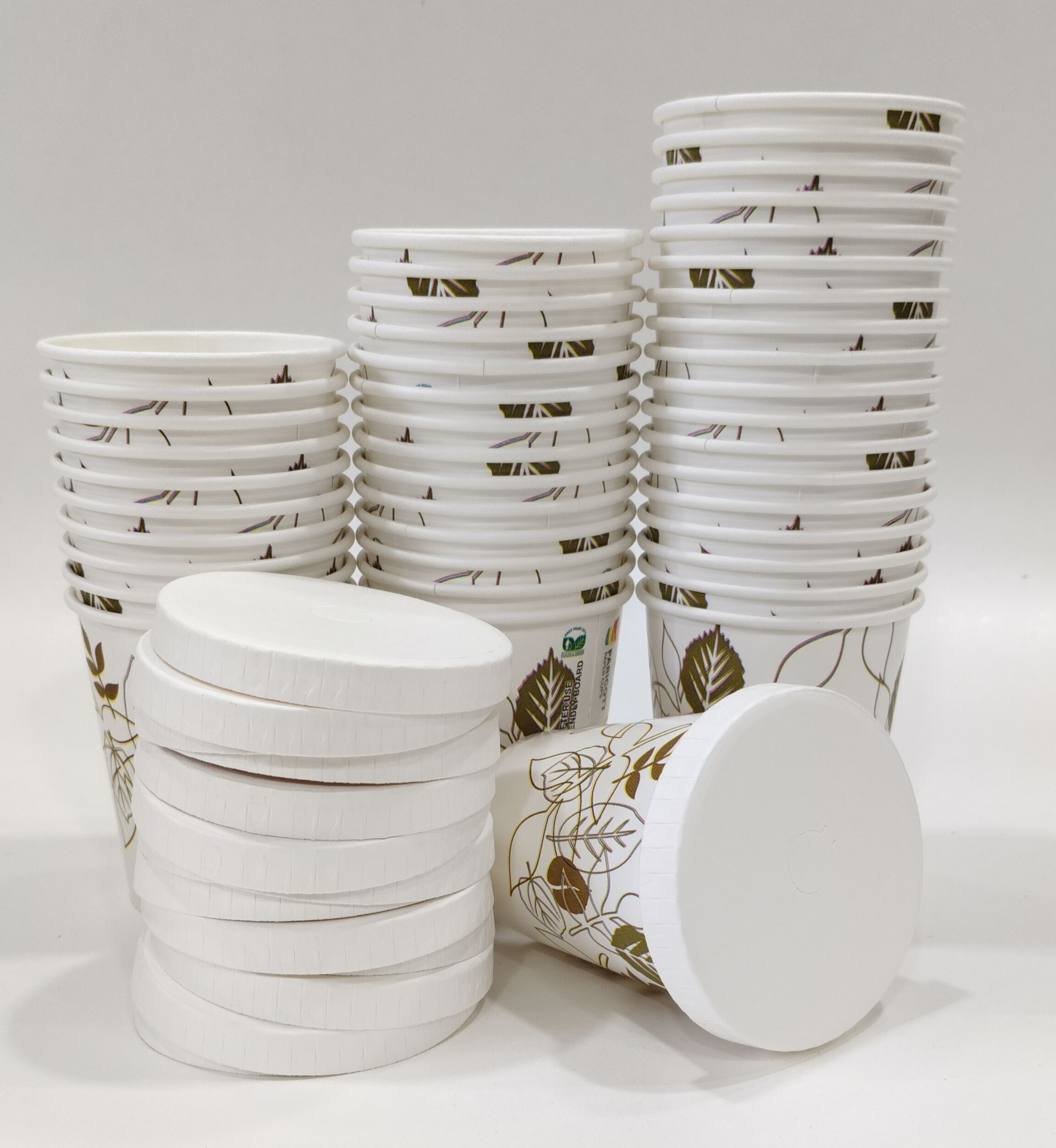 paricott Pack of 1 Paper NEW26_PaperCup&PaperLid_Leaves_8Oz_200Pkg-picture-18