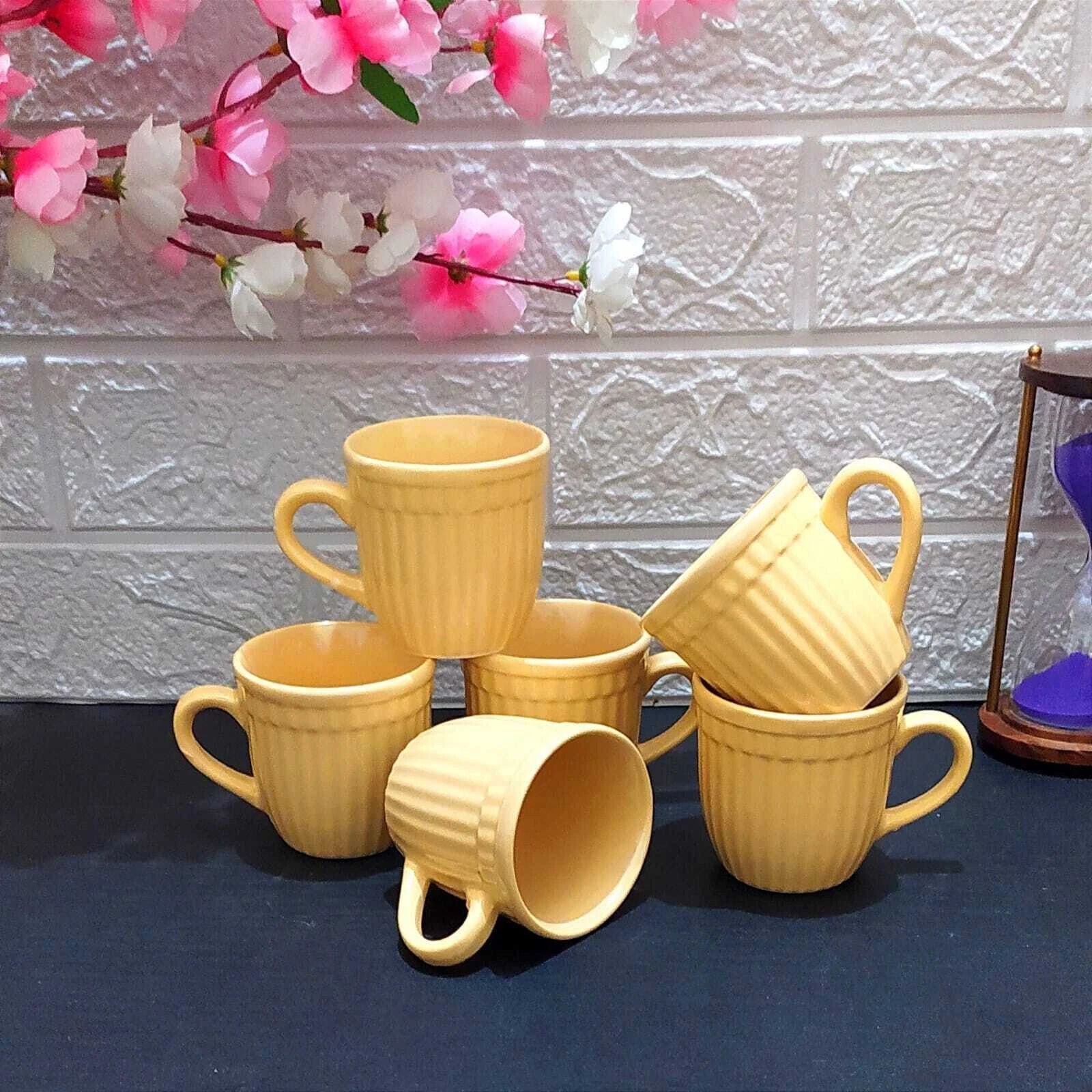 aav world Pack of 6 Ceramic YELLOW DOUBLE U-SHED CUPs-picture-28