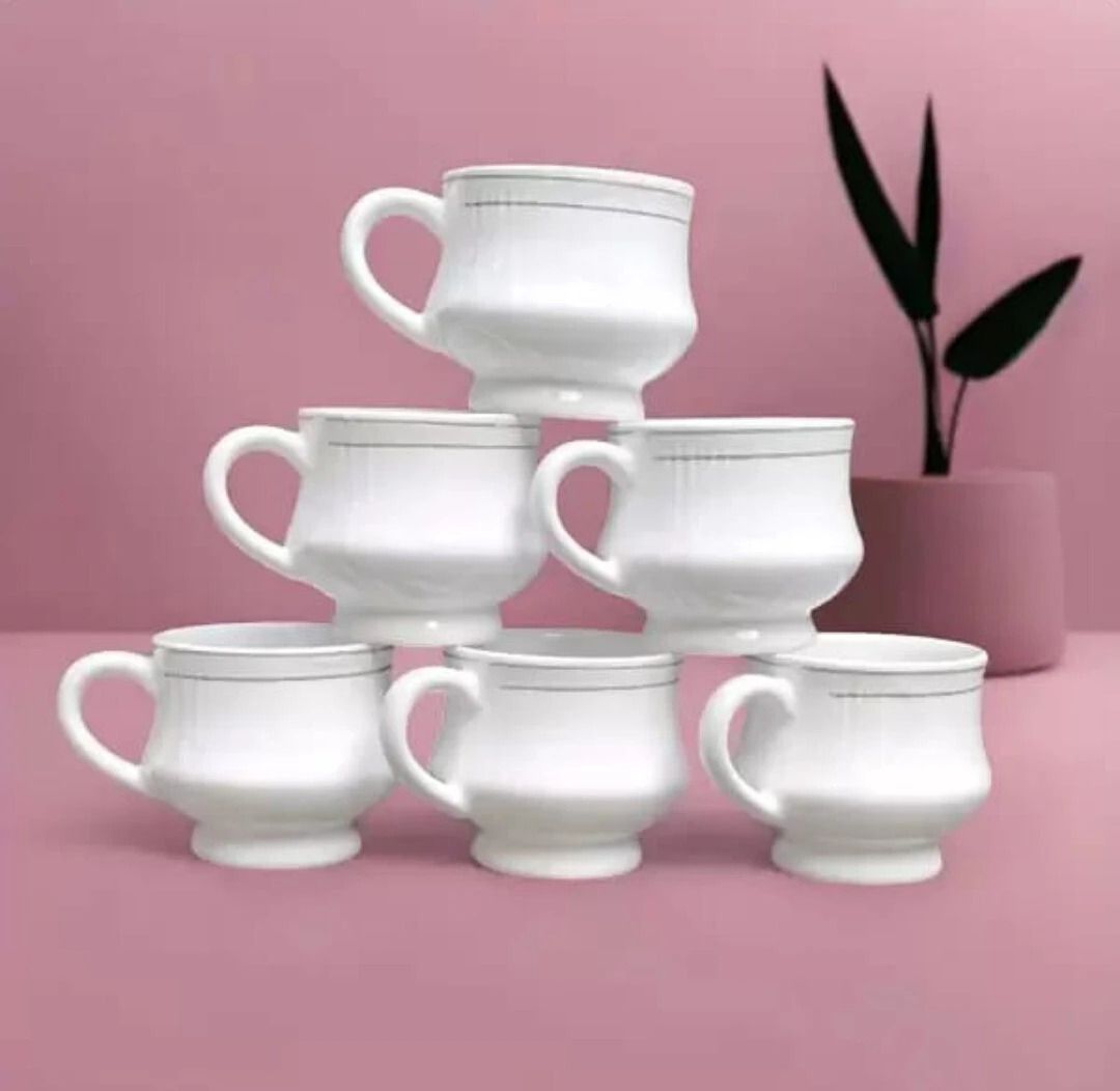 Pack of 6 Bone China, Ceramic Premium Quality Small Size Gold Line Microwave Safe Small Tea Cup/Coffee Cup-image-16