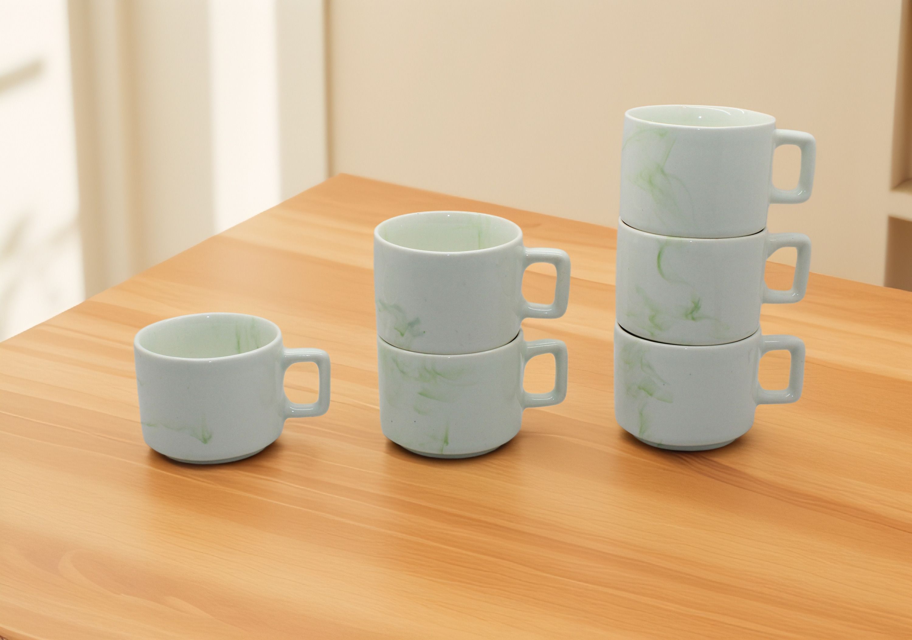 Pack of 6 Ceramic Tea/Coffee Cups Hotel Cup Round Shape Italian Printed Design Regular Use 150 ML-image-33