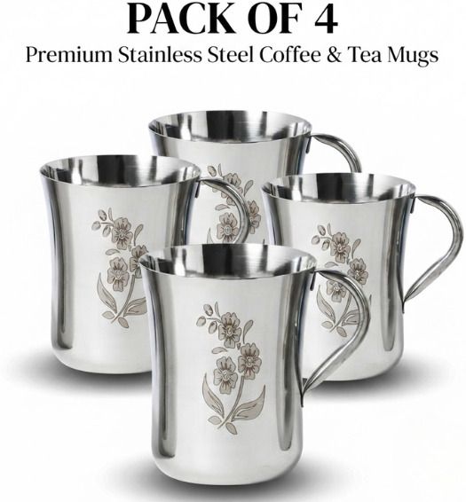 q4s Pack of 4 Stainless Steel cups for tea cup set for daily use for coffee tea cup-picture-25