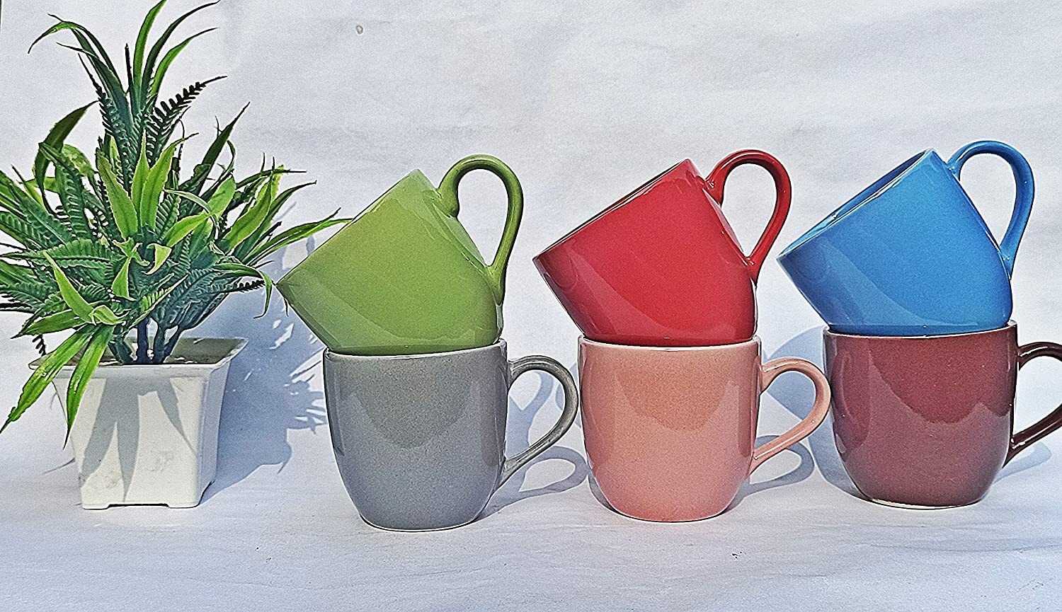 Pack of 6 Ceramic Janus Tapered Ceramic Coffee Mugs, 250 ml, Set of 6, Full Black-image-15