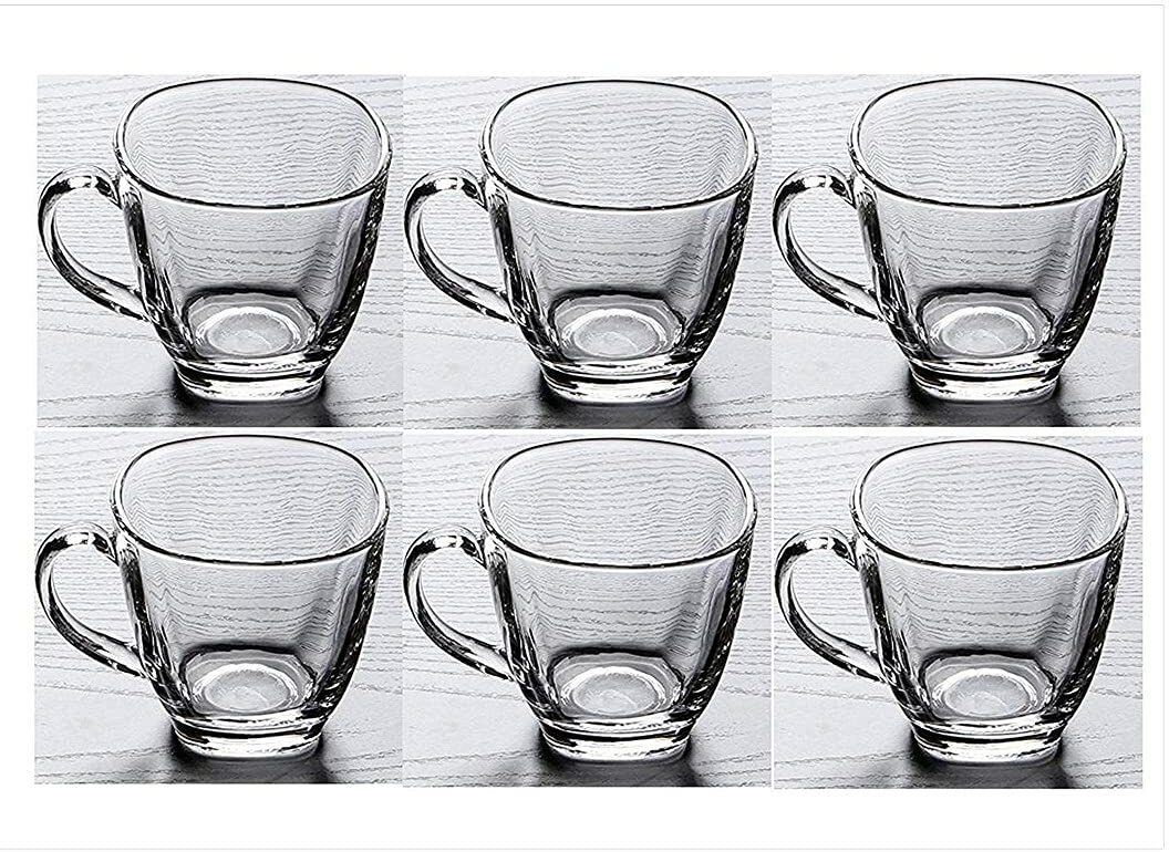 Pack of 6 Glass Transparent Oval Shape Square Crystal Clear Toughened Glass Tea Cup-image-45