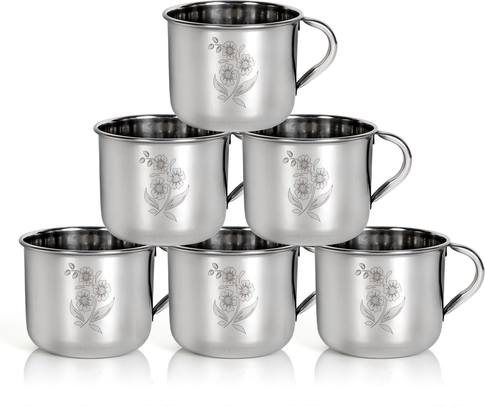 Pack of 6 Stainless Steel Premium Coffee and Tea Cup 140ml