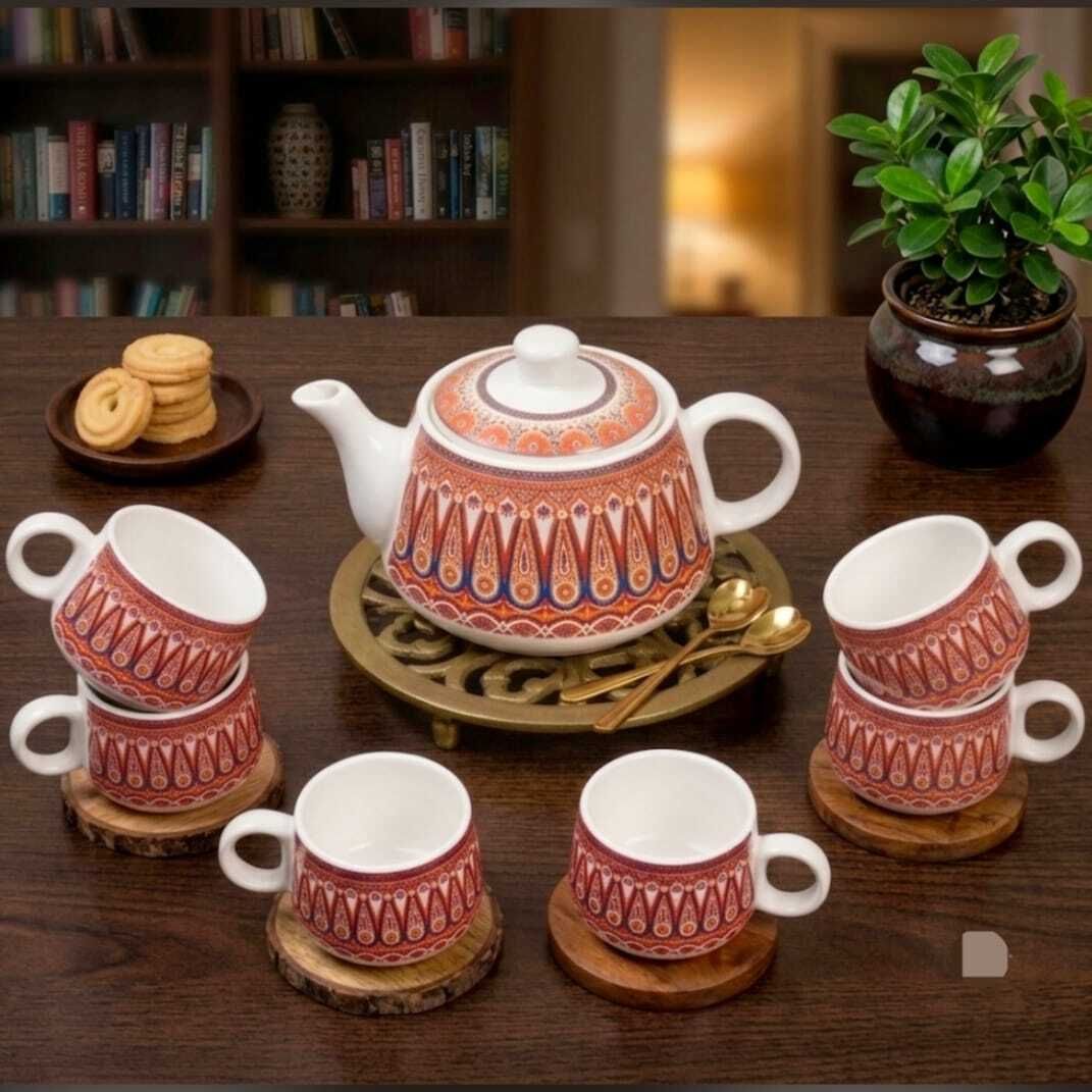 aav world Pack of 6 Ceramic 7 carpet no. tea cup set in ceramic-picture-29