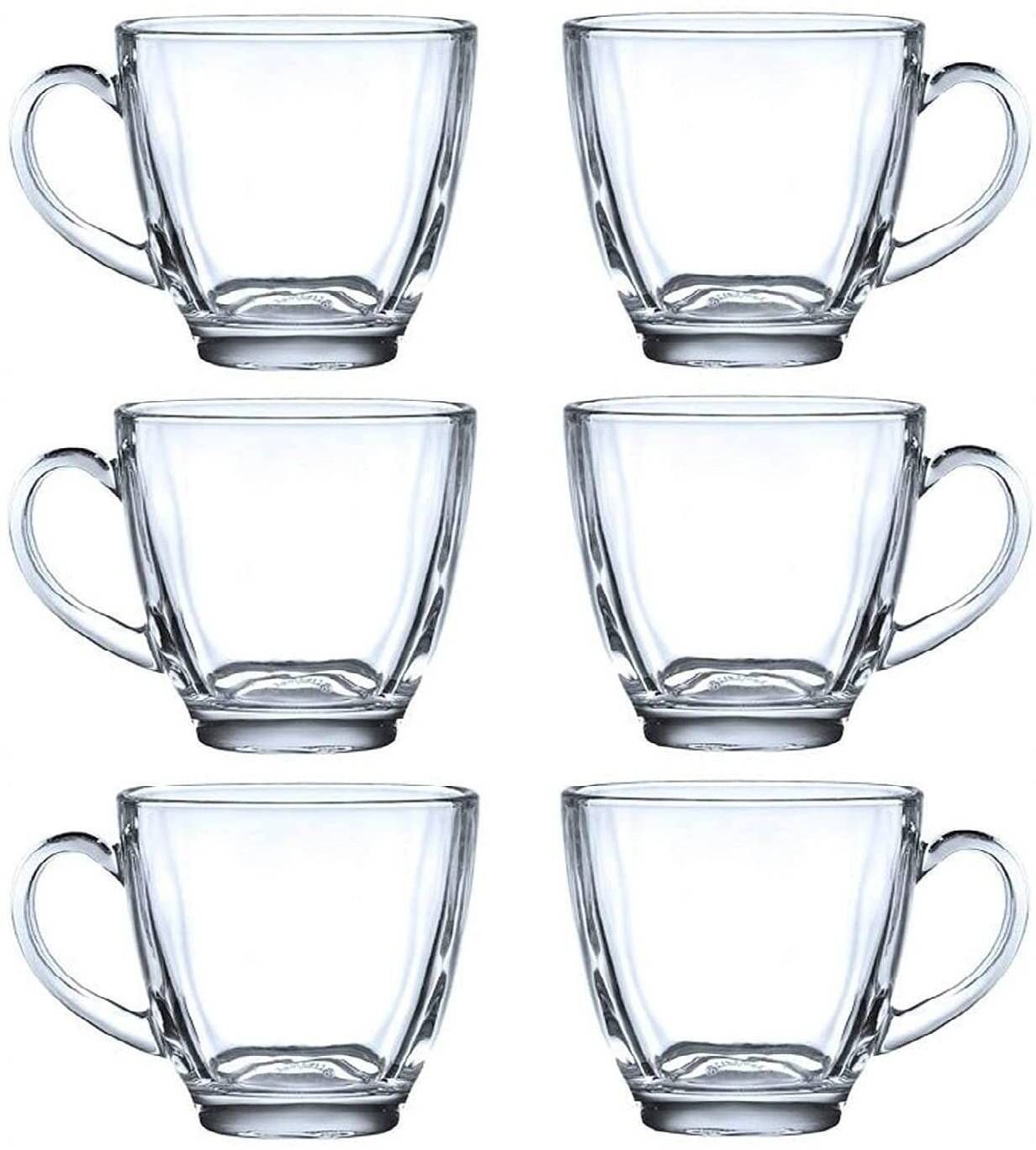 v bright Pack of 6 Glass Oval Shape Square Classic Glass Cup Set for Tea, Coffee, Beer, Hot/Cold Drinks-picture-18