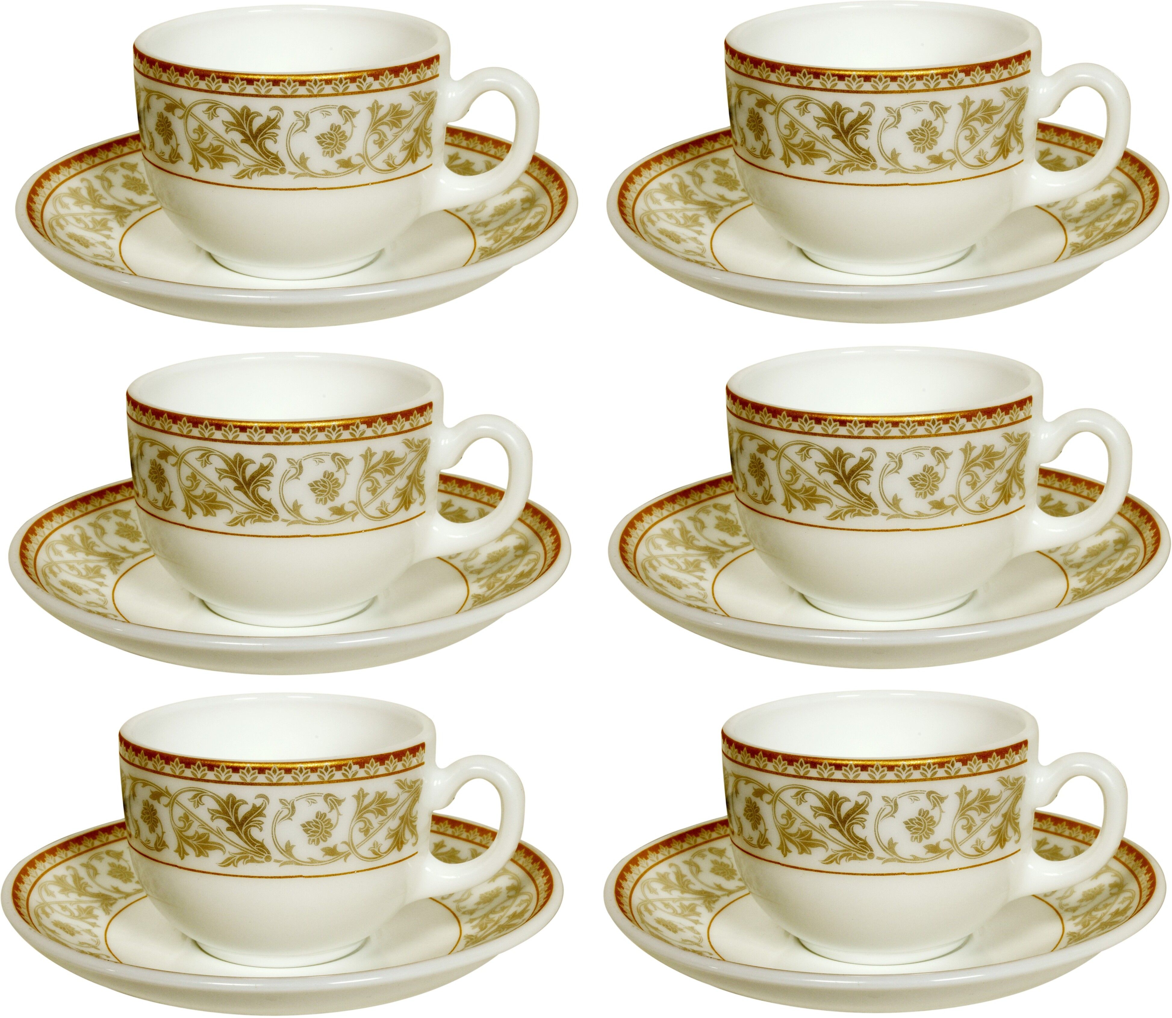 Pack of 12 Opalware Divine Oro Cup & Saucer 160 ml