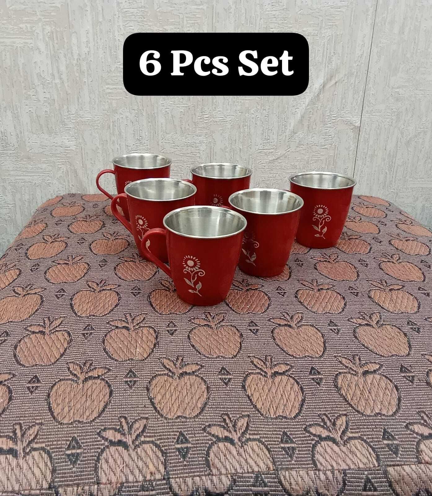 gazi enterprise Pack of 6 Plastic, Steel PLASTIC TEA CUP WITH INNER STEEL A SET OF 6 PCS (150 ML)-picture-10