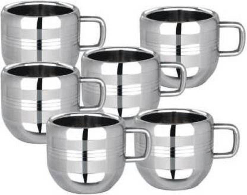 kitchenwonders Pack of 6 Stainless Steel Stainless steel double wall cups-picture-19