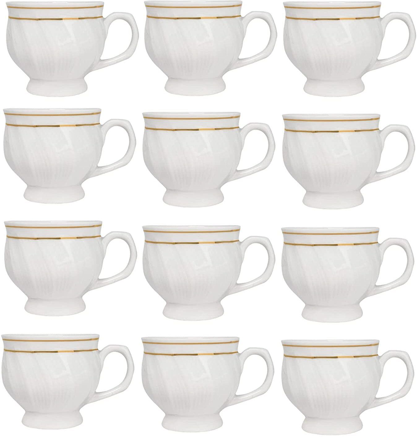 themittistudio Pack of 12 Ceramic Unique HotelGrade white Tea/Coffee/Milk Ceramic Cups, Classic Tea Mug set-picture-12