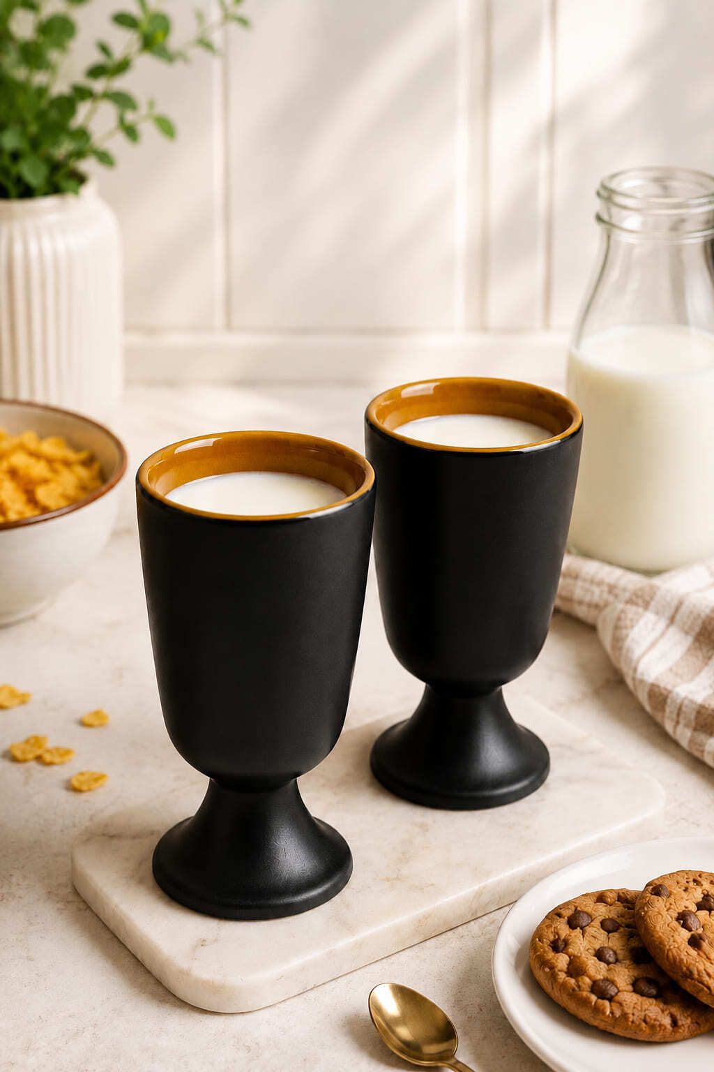 the urban home Pack of 1 Ceramic Premium Ceramic Tea Coffee Cup Set of 2 Matte Black Pedestal-picture-24