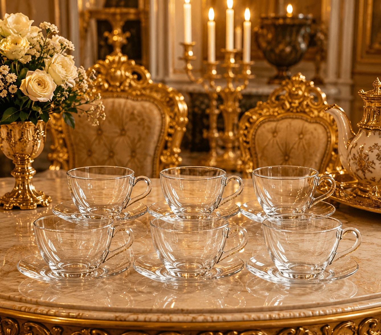 s1store Glass Transparent Glass Cup and Saucer Set 12 Pcs Tea Coffee Set Home Model 2-picture-42