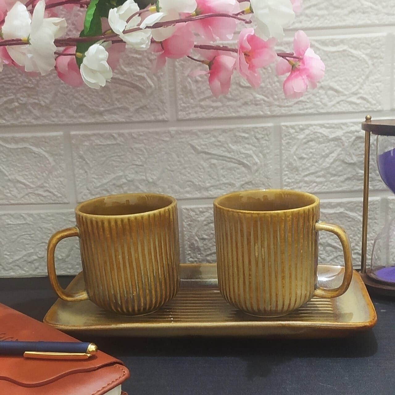 Pack of 1 Ceramic Brown@ Plain Mugs With Tray In Ceramic-image-19