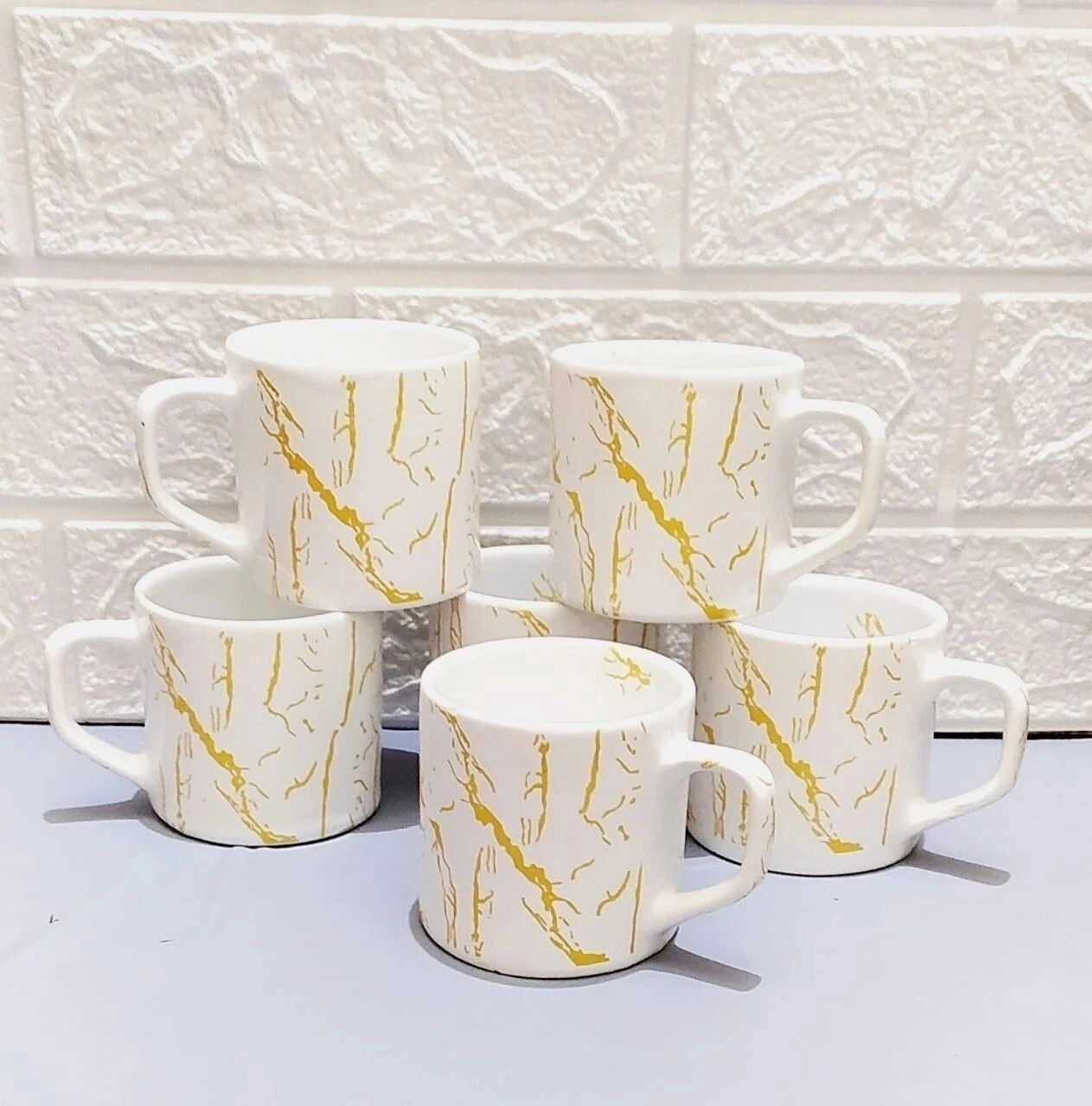 aav world Pack of 1 Ceramic ELECTRIC LINE CARPET DESIGN WHITE CUP-picture-34