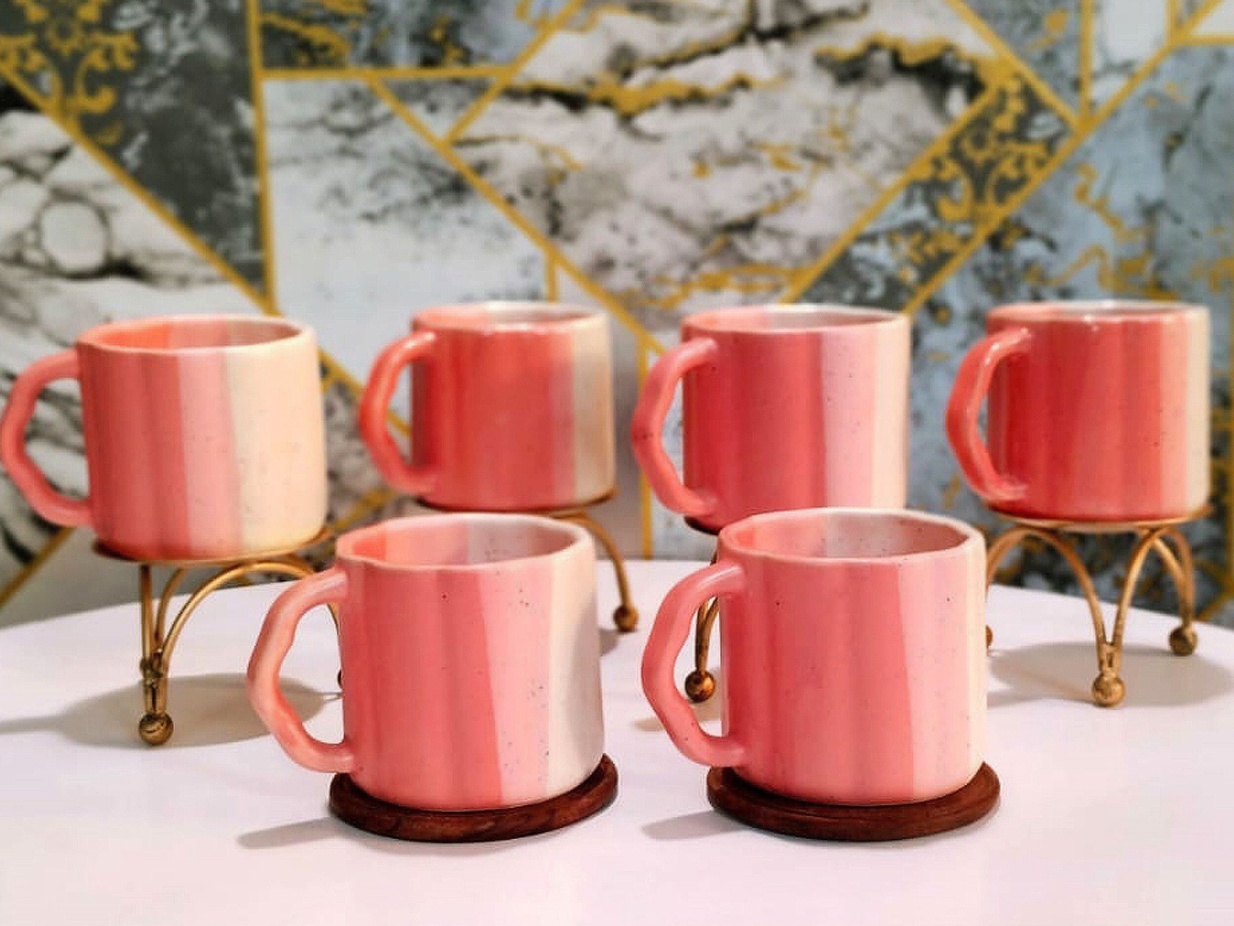 kiki creation Pack of 6 Ceramic, Bone China Colorful Designer Premium Quality Tea Cup-picture-23