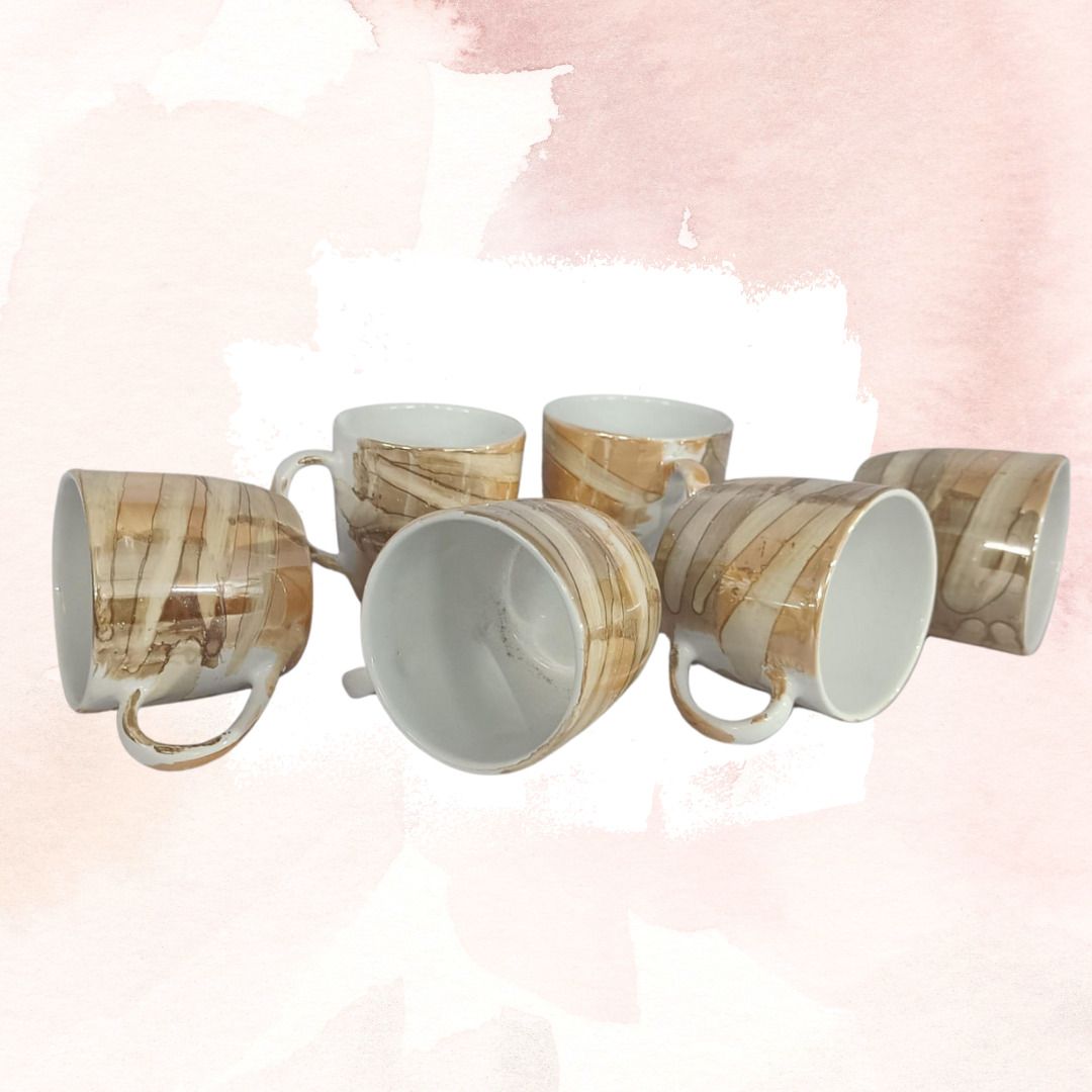 Pack of 6 Ceramic Round Design Tea / coffee cup set beautiful for daily use-image-9