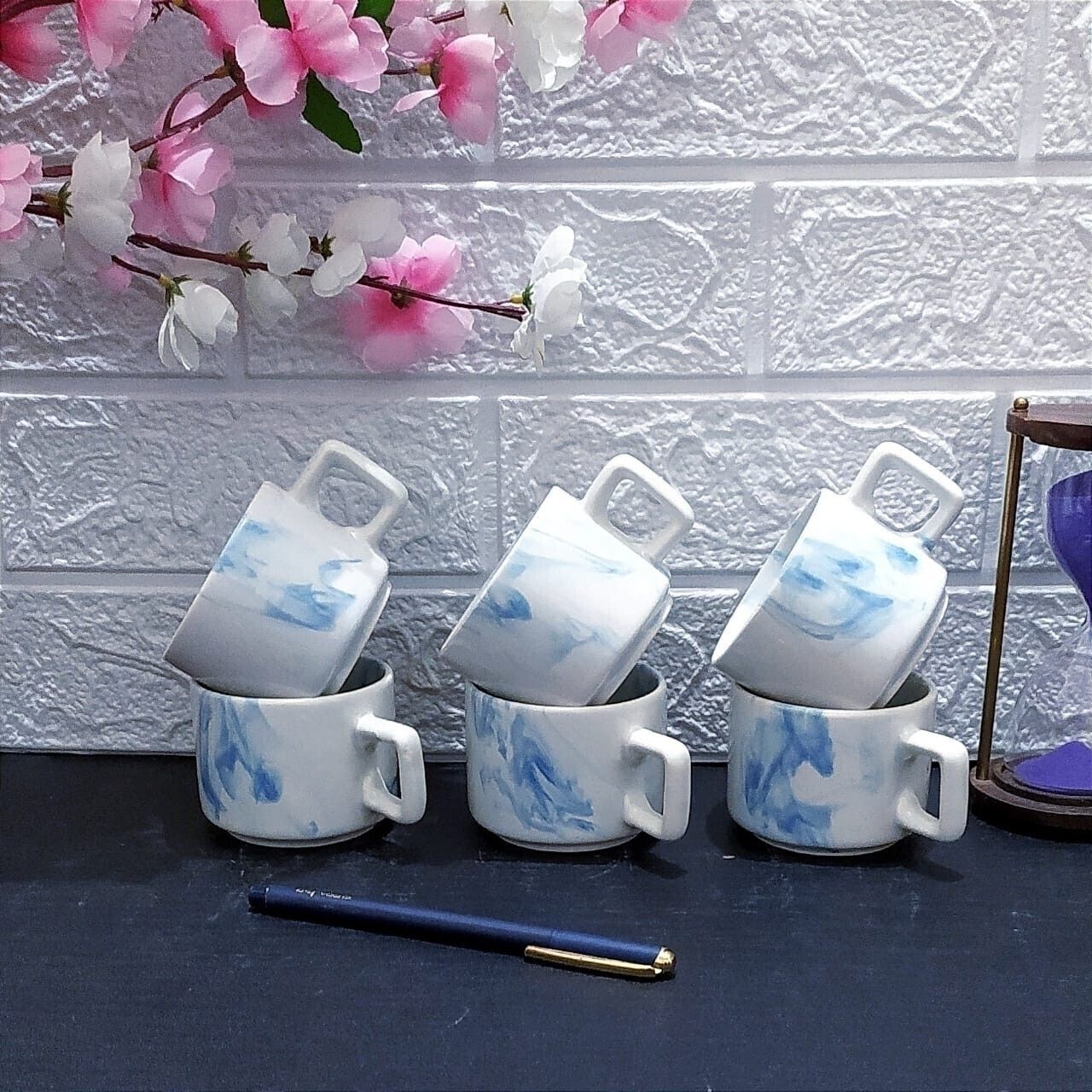 aav world Pack of 1 Ceramic MODERN SUPER HOTEL BLUE 6 Cup Set-picture-47