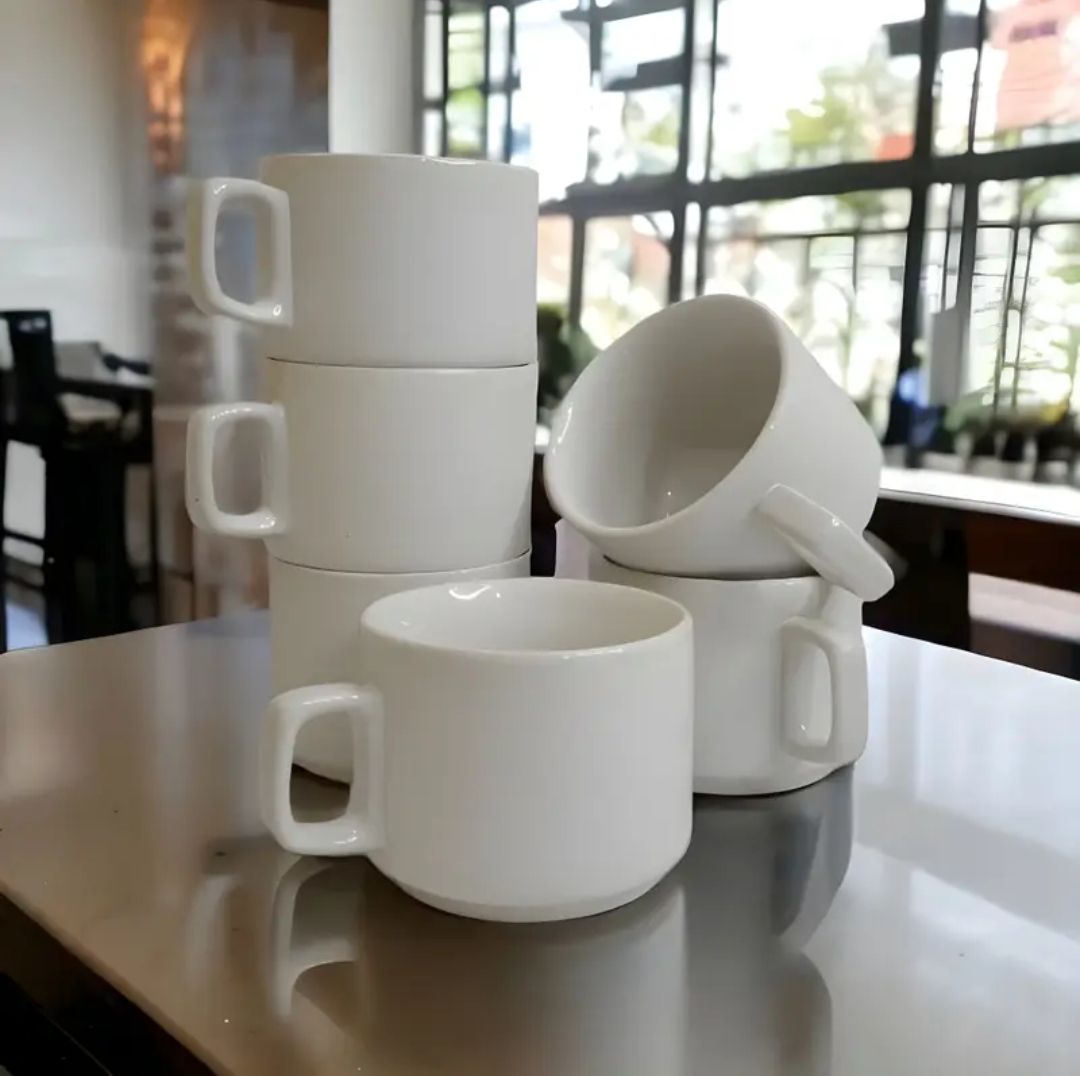 originalceramics Pack of 6 Ceramic Exclusive White Hotelware Premium Tea/Coffee Cups-picture-15