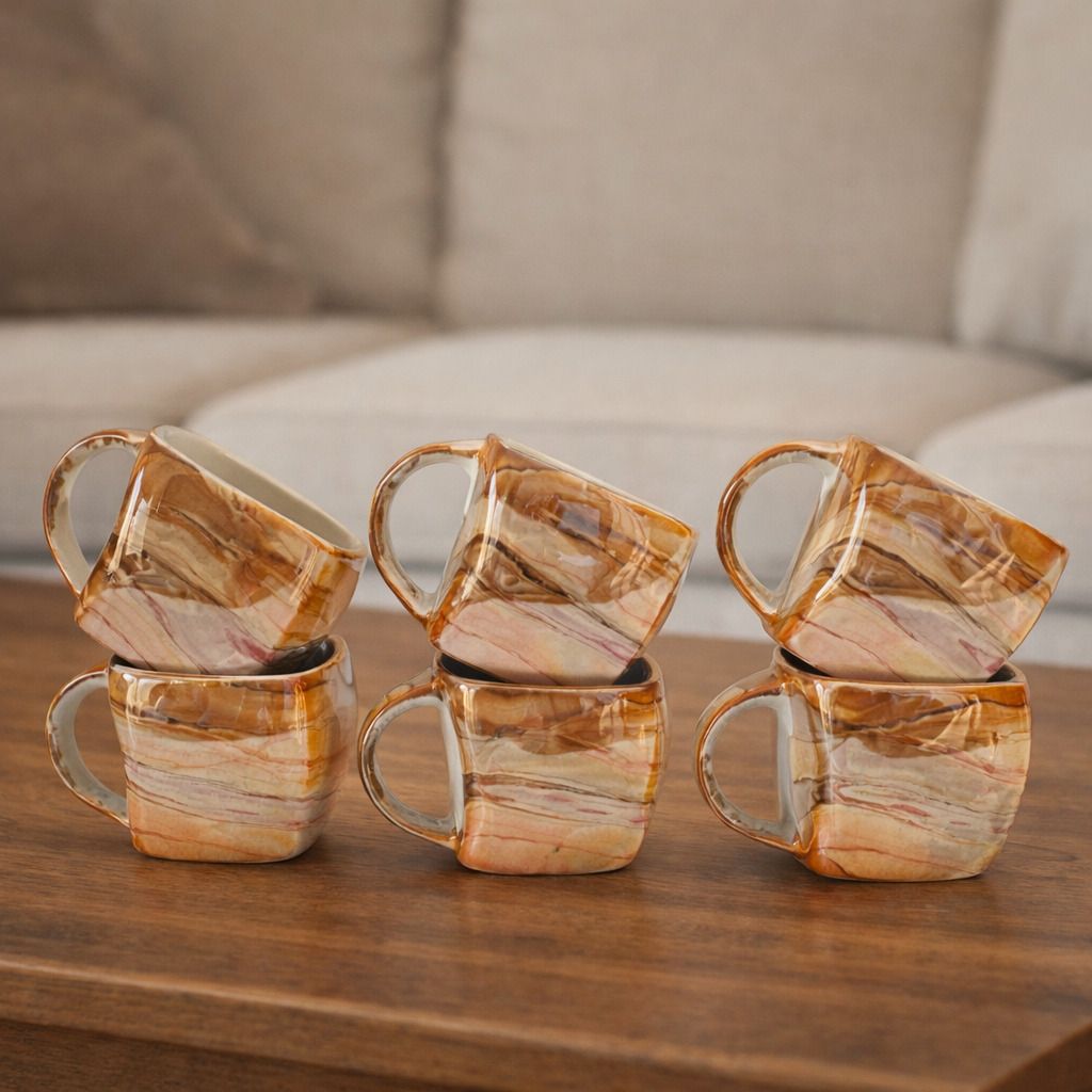 Pack of 6 Bone China Premium Tea coffee Cups Set of 6 | Coffee Mugs for Home Office