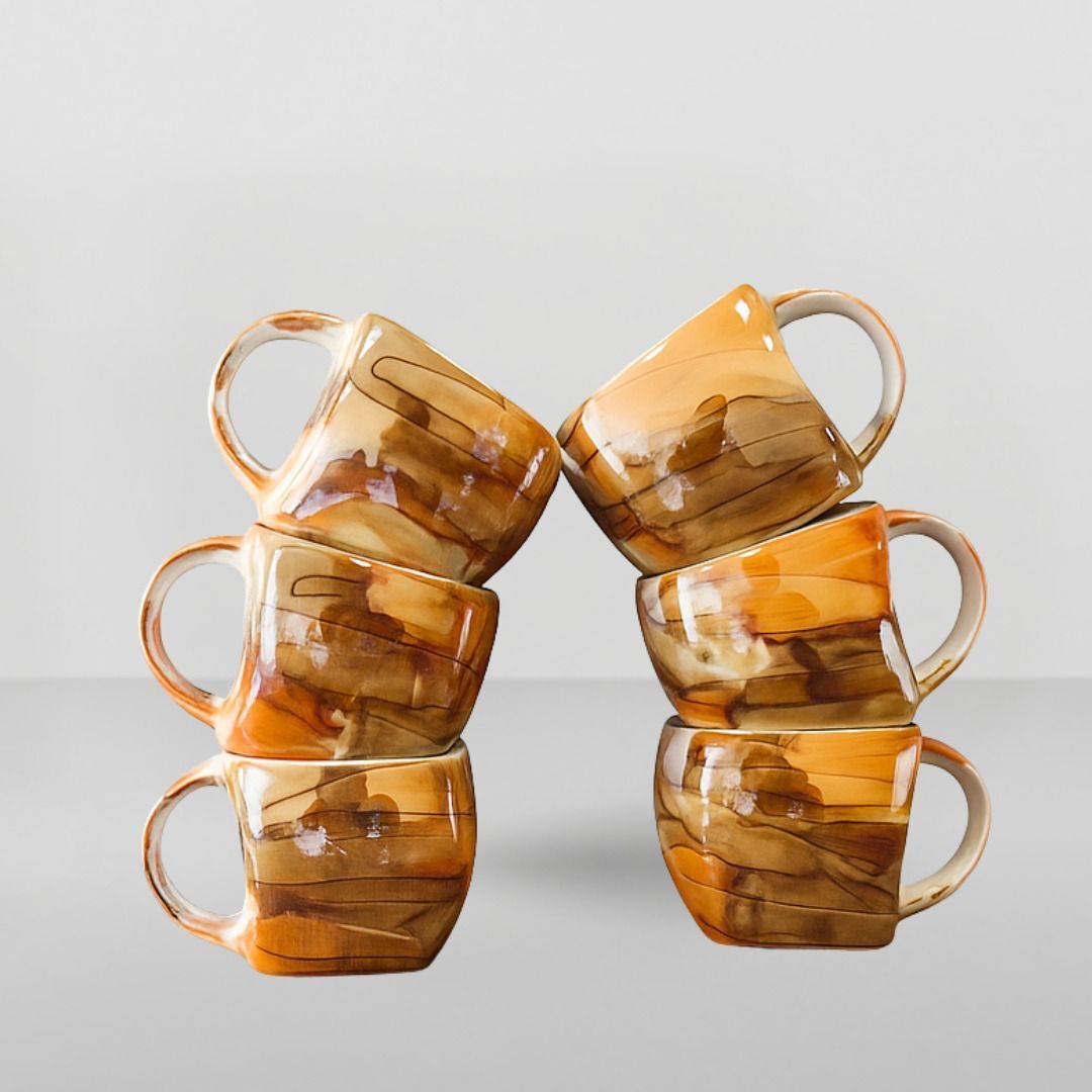love unlimited Pack of 6 Ceramic Square Tea Cups Set of 6 | Coffee Mugs for Home Office, perfect for gifting-picture-56