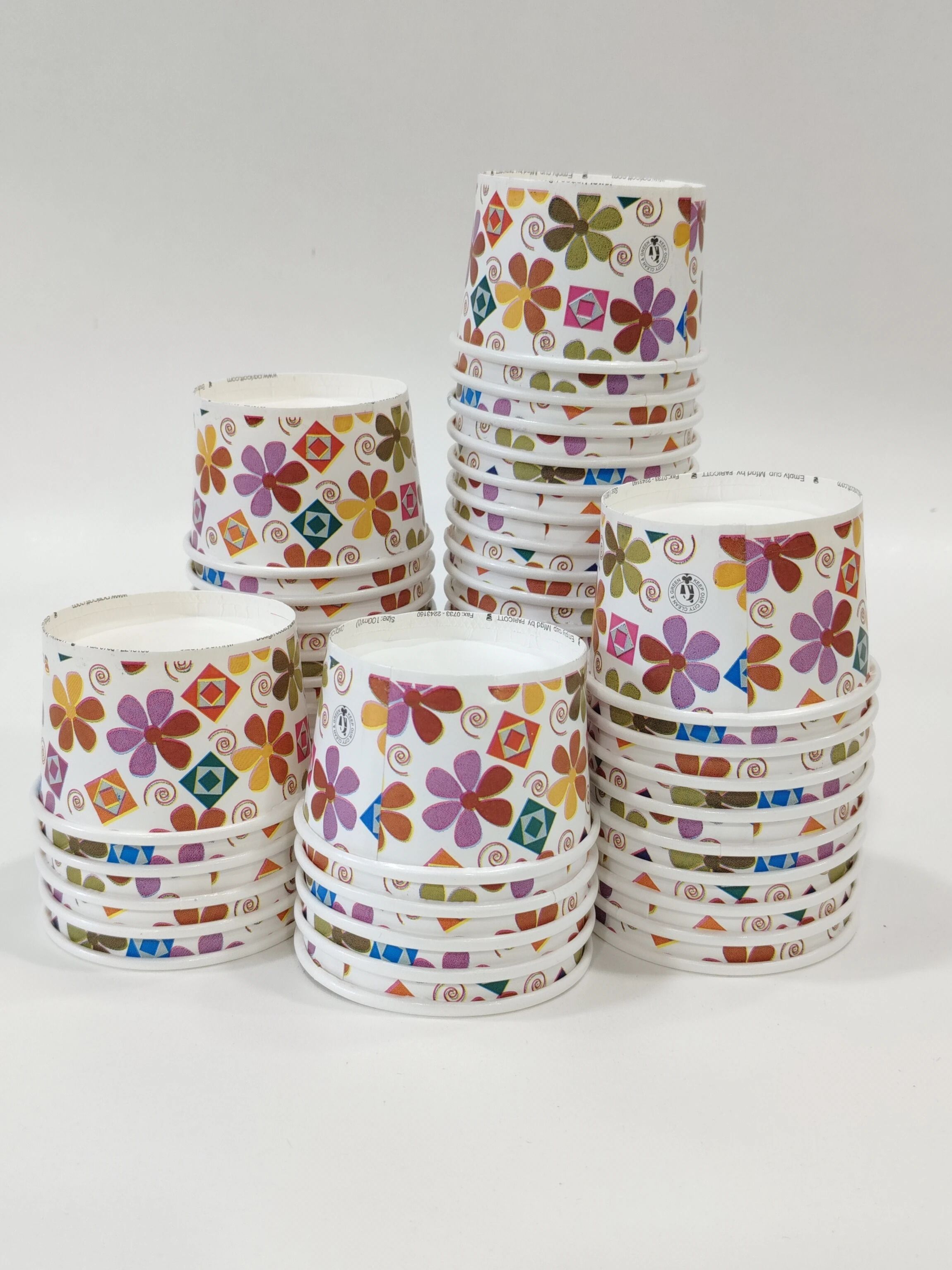 paricott Pack of 100 Paper NEW26_Paricott 100ml Ice Cream Cup Container Flower Design (Pack of 100 Cups)-picture-21