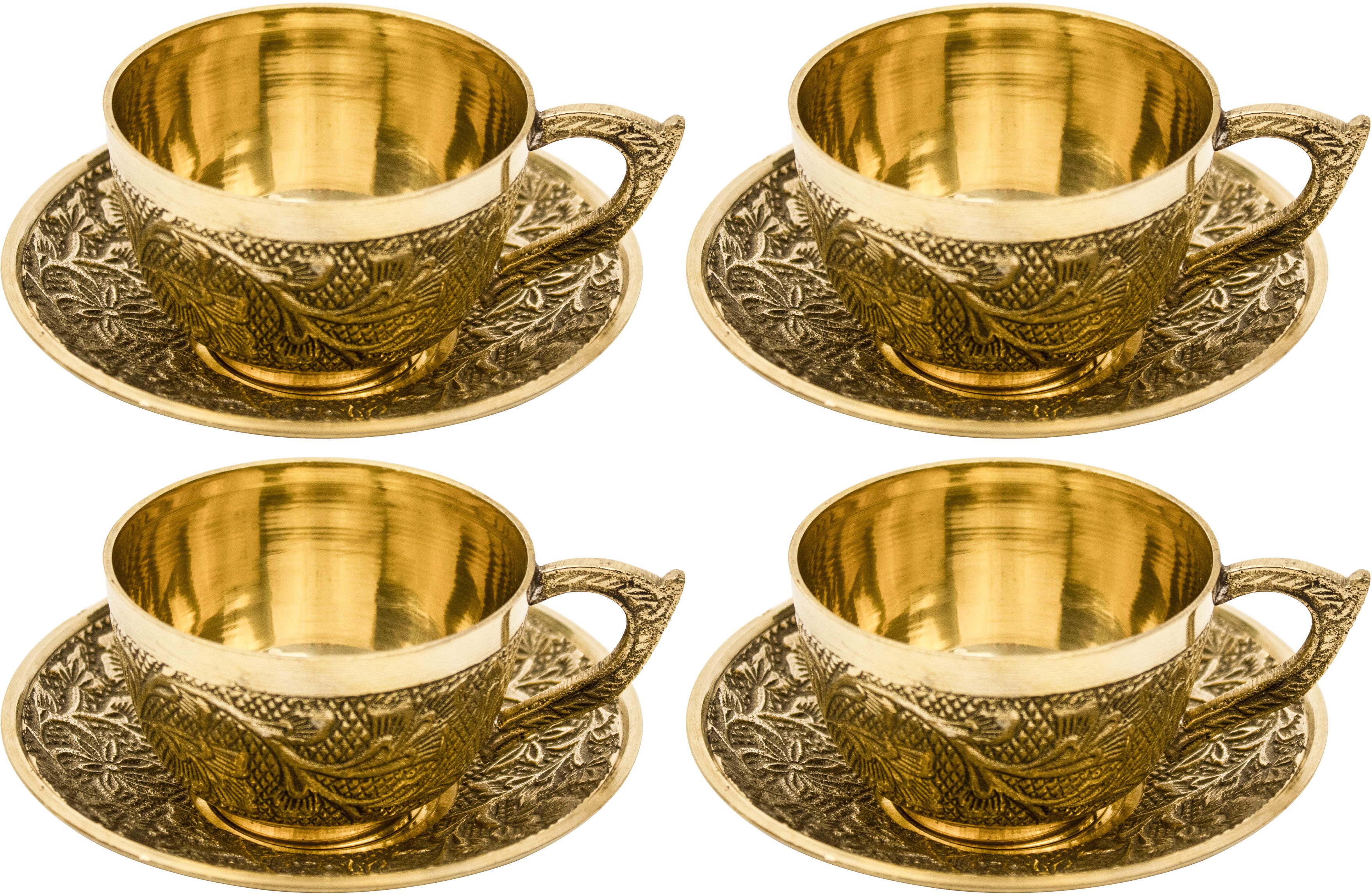 spillbox Pack of 4 Brass Engraved Coffee Cup and Saucer | Coffee Cup - Cup and Saucer-picture-14