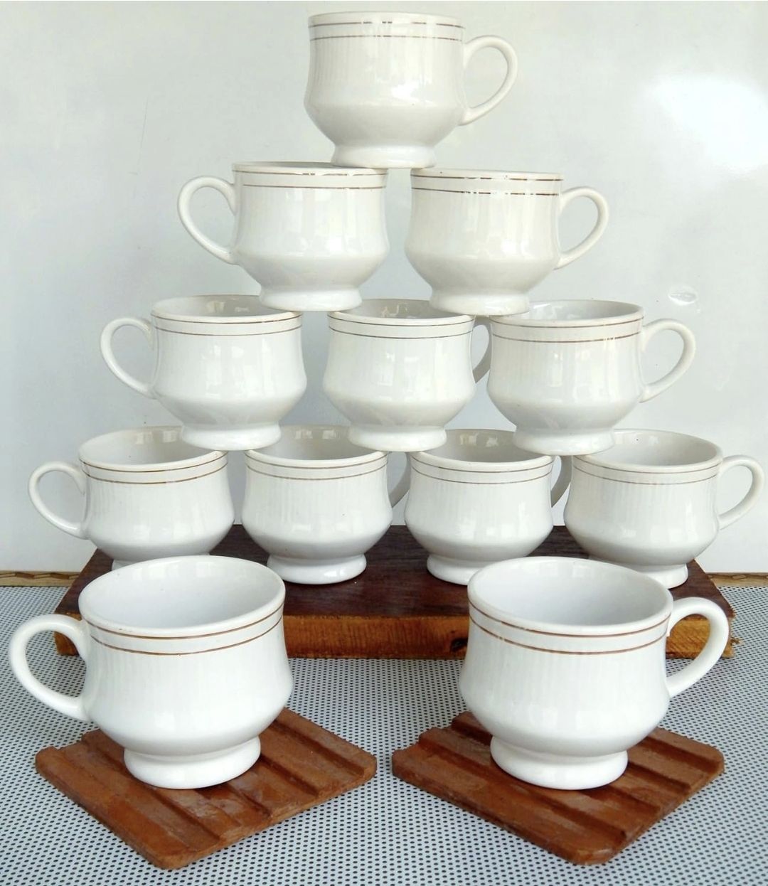 himanshuceramic Pack of 12 Ceramic Exclusive cup pack of 12 Full Print Cups white cup steel line Design-picture-12