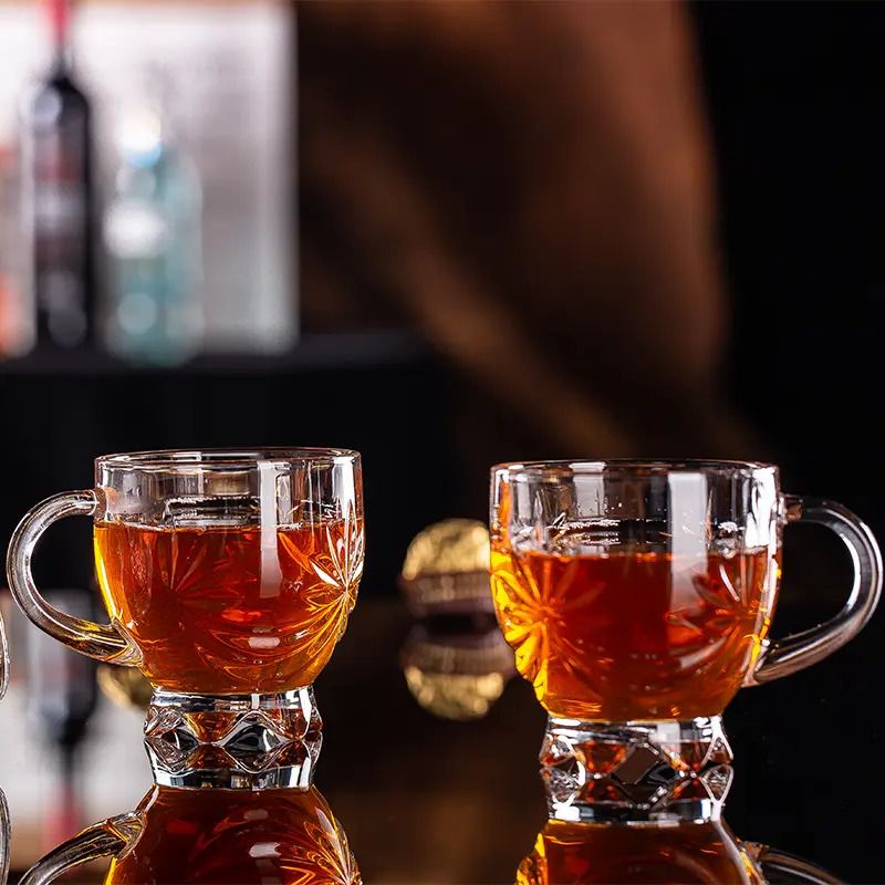 roy enterprise Pack of 2 Glass Glass Tea Cups Set of 2, Transparent Tea cup, Coffee Mugs with Handle-picture-24
