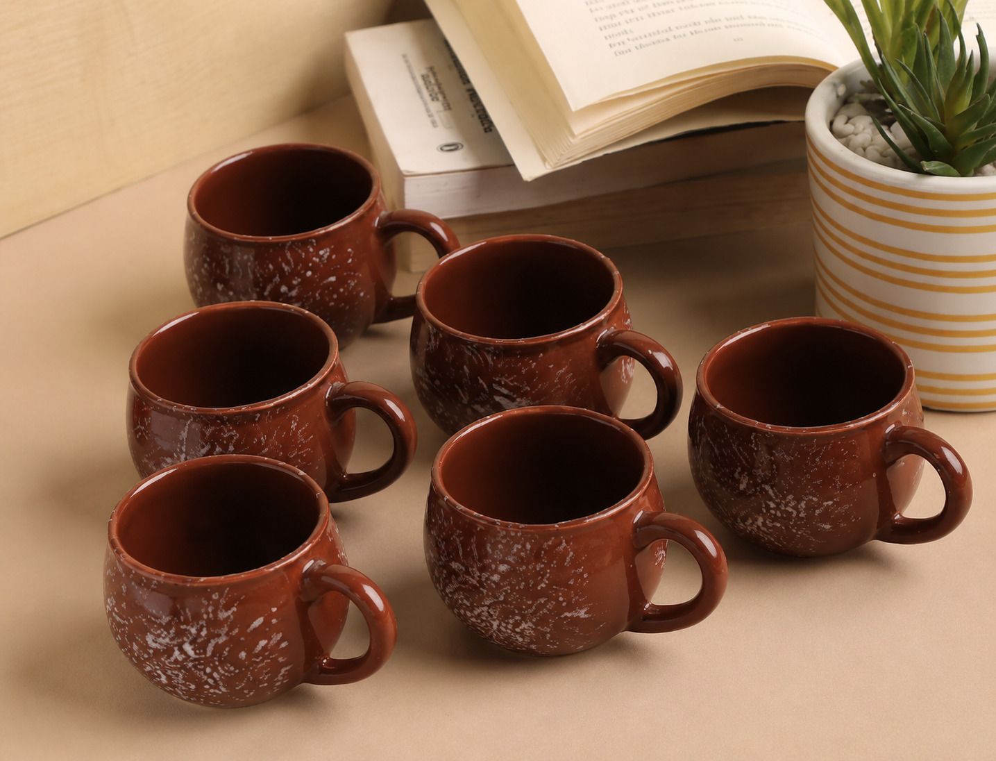 usclay studio Pack of 6 Ceramic Brown002-picture-16