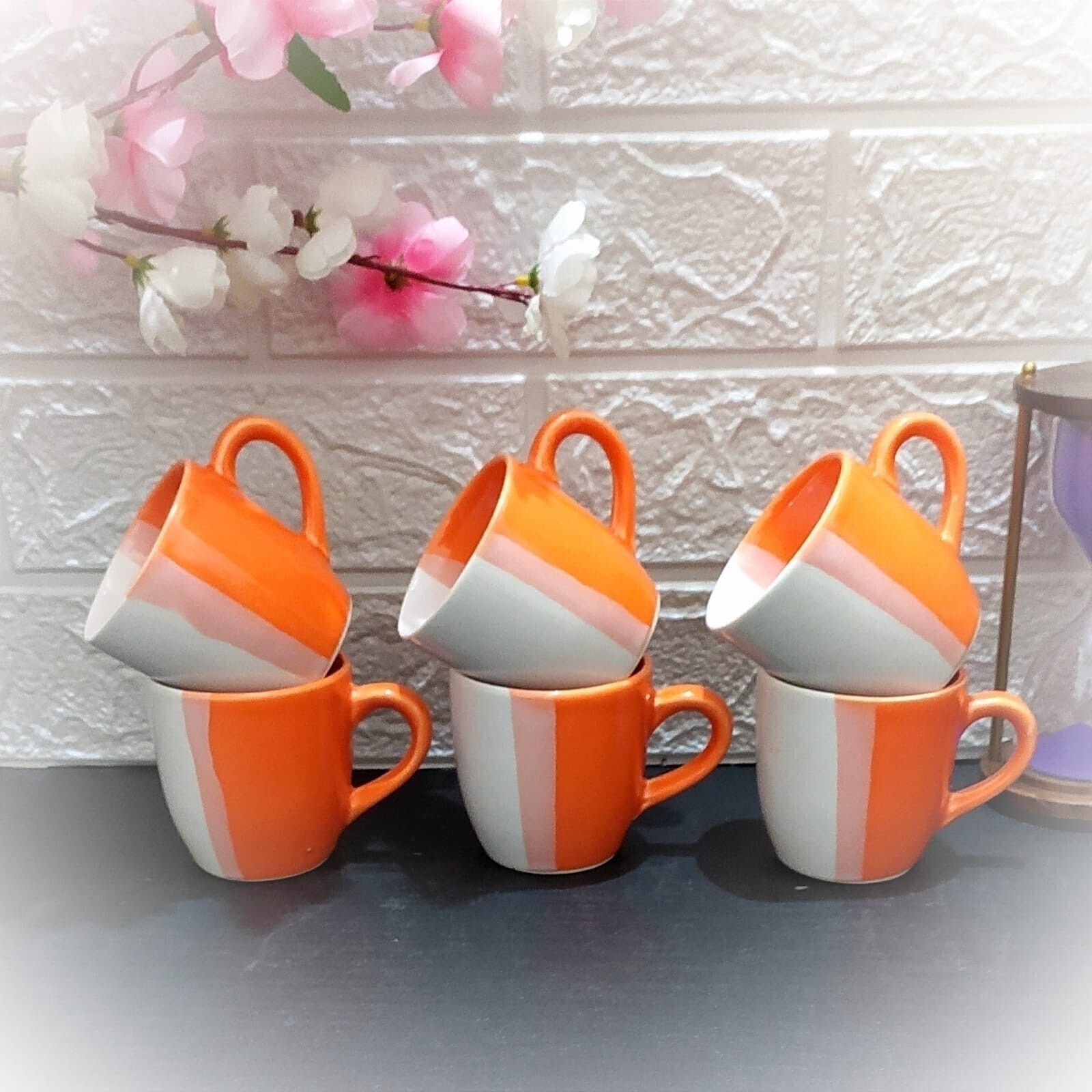 Ceramic ORNAGE DOUBLE TONE CUP (6 CUPS SET)-image-3