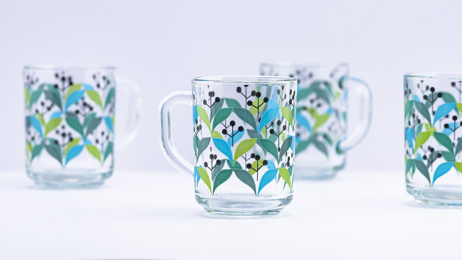 rose berry Pack of 6 Glass ROSEBERRY TABLEWARE Tea Cups (200ml) - Green Creeper-picture-15