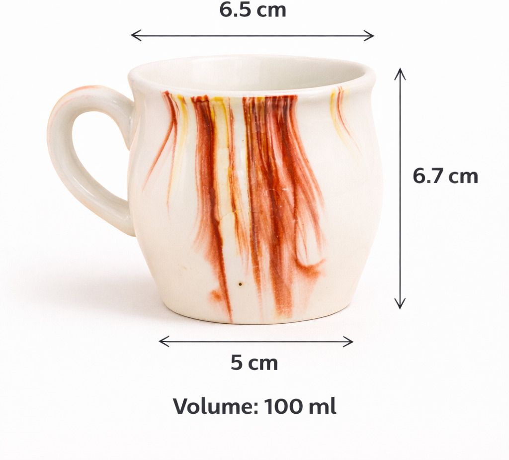d'maiolica Pack of 12 Ceramic Marble Kullad Shape Small Tea Coffee CupSet of 12, Ceramic Tea/Chai/Coffee Mugs-picture-39