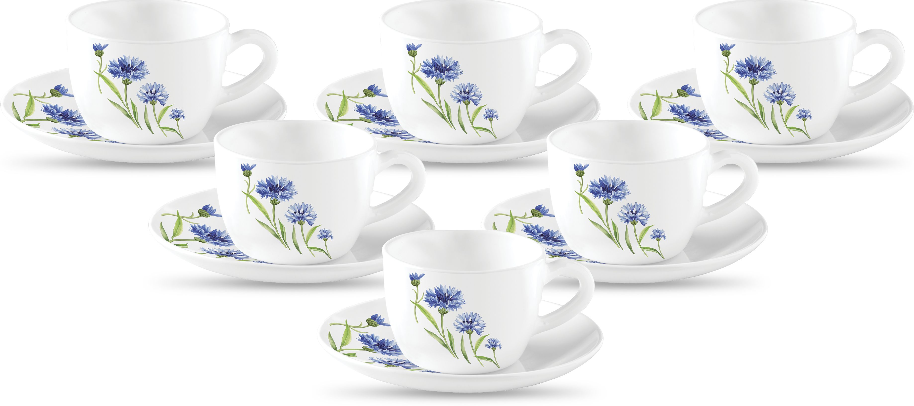 laopala Pack of 12 Opalware Novo Floral Fountain 150 ml Cup Saucer Set-picture-25