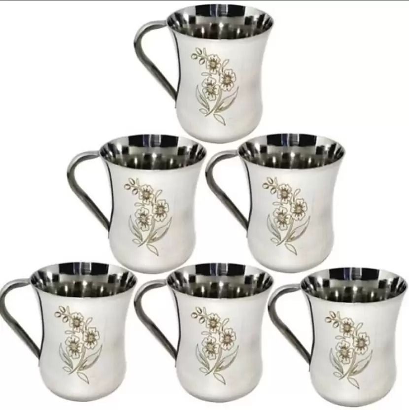 muktidaya enterprises Pack of 6 Stainless Steel Stainless Steel HEAVY GAUGE LASER PRINT TEA/COFFE/MILK CUP-picture-33