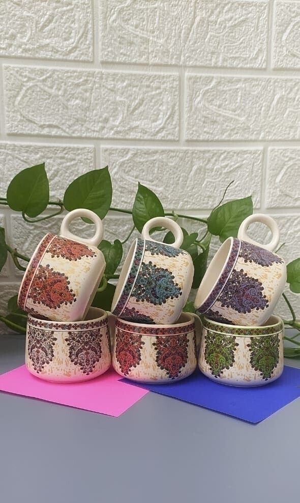 aav world Ceramic MULTICOLOUR CERAMIC CUPS(6 Cup Set)-picture-16