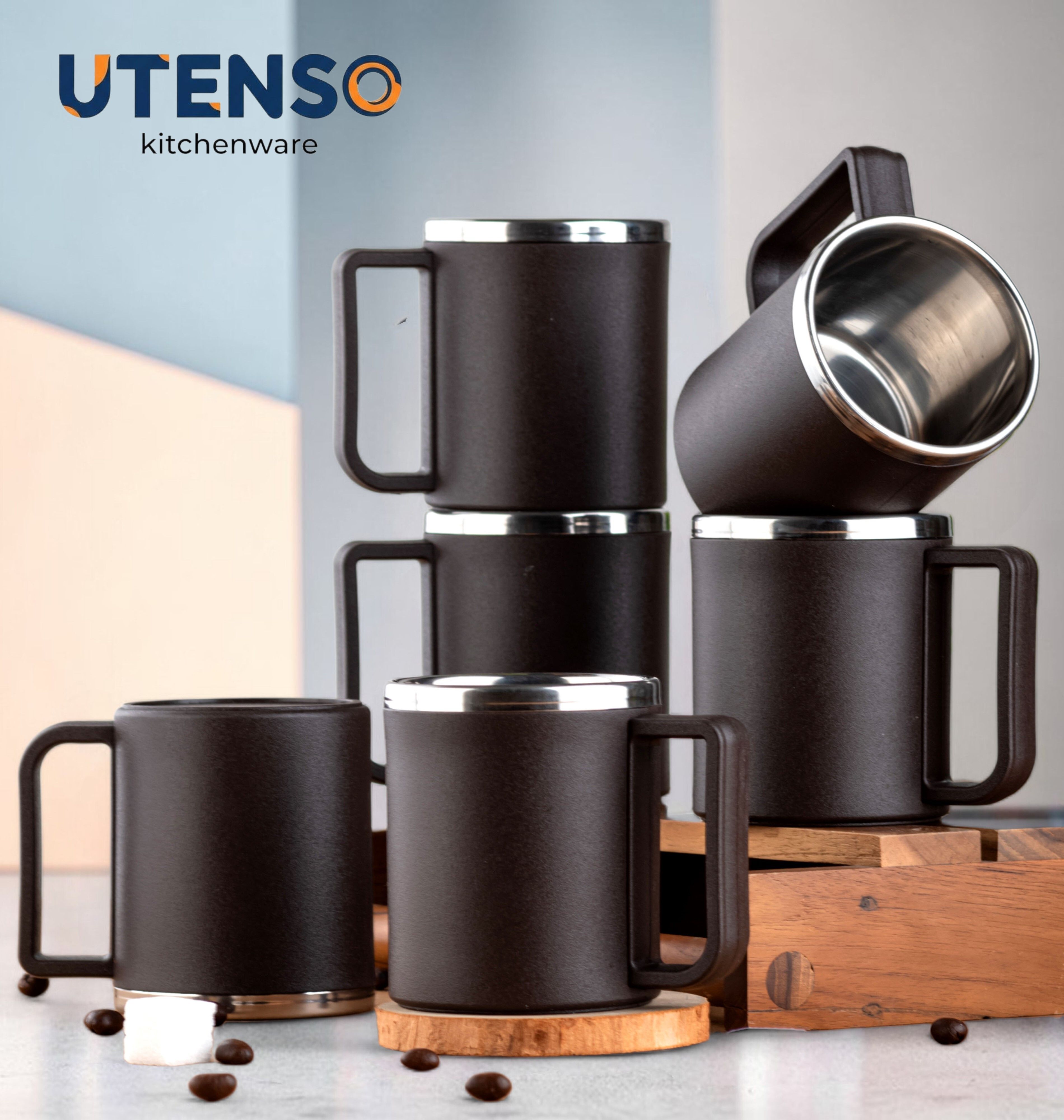 Pack of 6 Plastic, Stainless Steel Hot Cold Retention Tea Cup Set of 6 Matte Stackable 220ml Dishwasher Safe-image-45