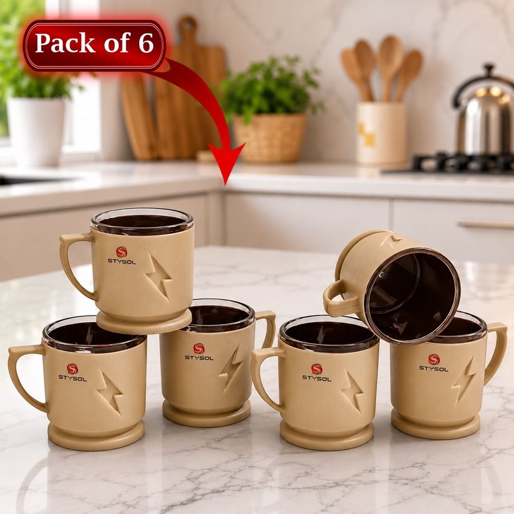flipkart smartbuy Pack of 6 Plastic Premium Quality Unbreakable Material Tea And Coffee Cup Mug Set-picture-18