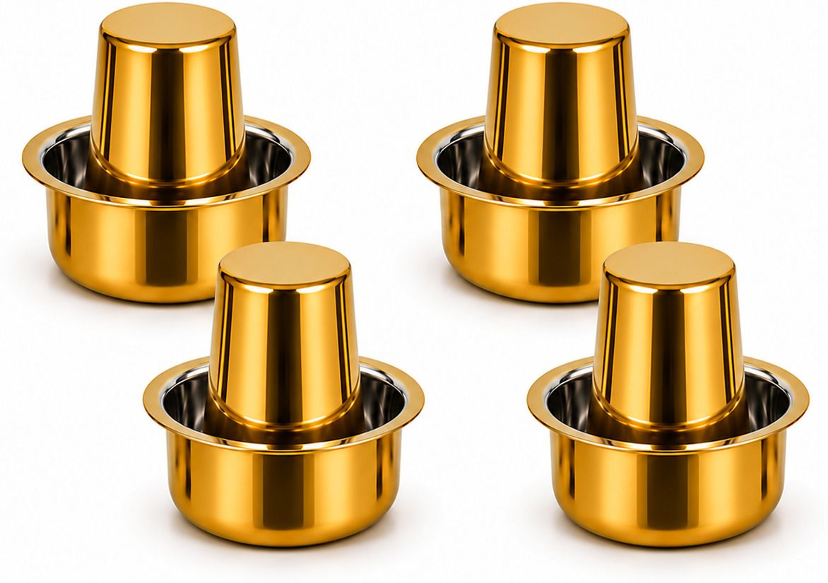 Pack of 4 Stainless Steel South Indian Stainless Steel Coffee Cup and Dabra 120ML,-image-46