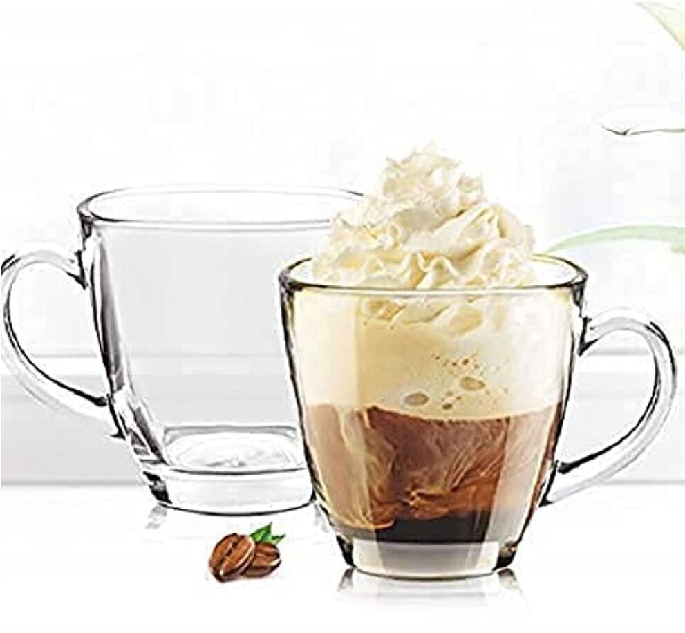 Pack of 2 Glass Glass Square Crystal Clear Tea Cups with Solid Handle Coffee, Milk and Green Tea-image-10
