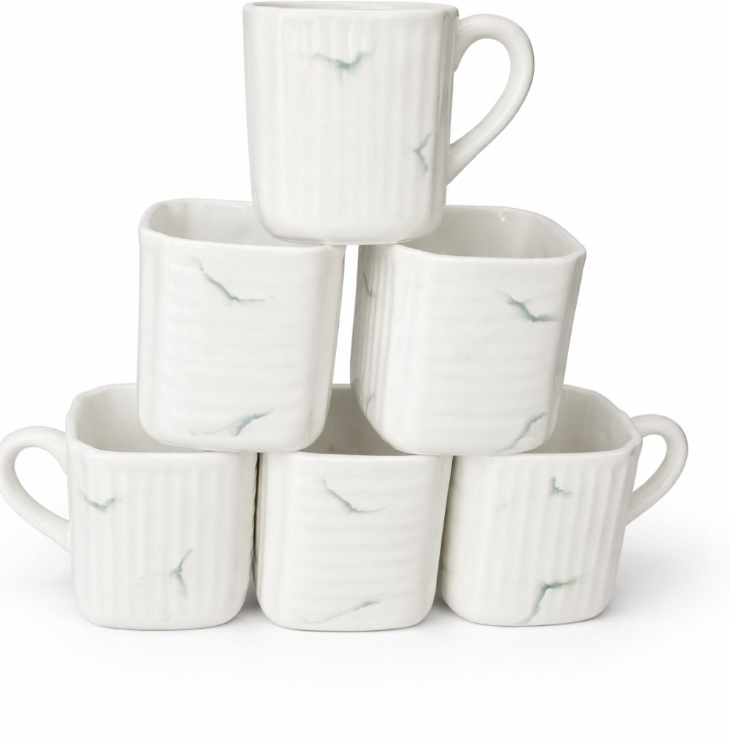 shaaheeghar Pack of 6 Ceramic Premium Ceramic Tea Cup | Marble Design| Easy Grip Coffee Cup (150 ml)-picture-28