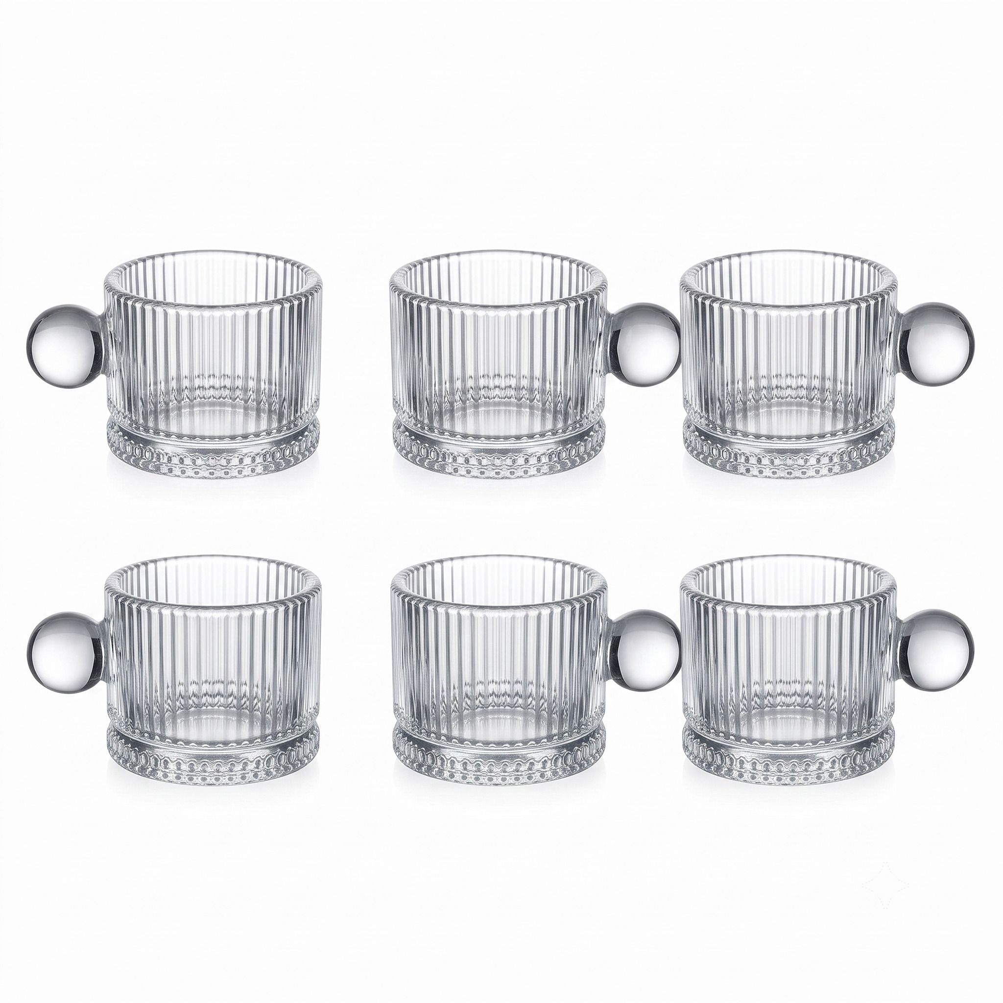 Pack of 6 Glass Crystal Clear Glass Tea Cups with Thick Base Design-image-37