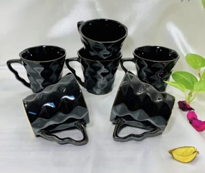 aav world cup Pack of 6 Ceramic BLACK DIAMOND CERAMIC CUP ( 6 CUPS)-picture-32